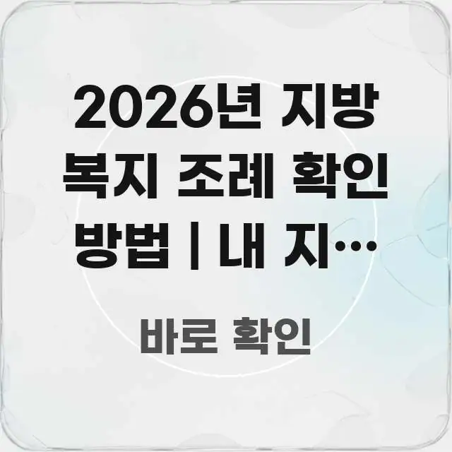2026년 지방 복지 조례 확인 방법 | 내 지역 조례 빠르게 이해할 수 있는 가독성 높은 정보 이미지 - 활용 예시 이미지