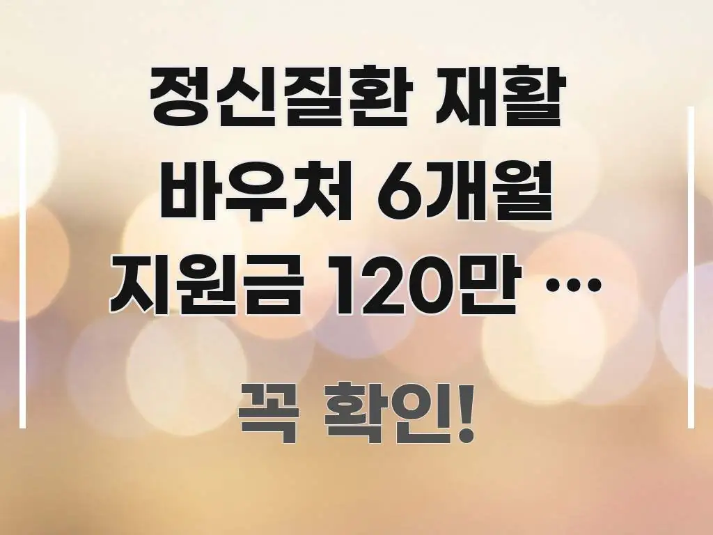 정신질환 재활 바우처 6개월 지원금 120만 원 받는 핵심 요점 중심의 정보 정리 카드 이미지 - 설명을 돕는 이미지