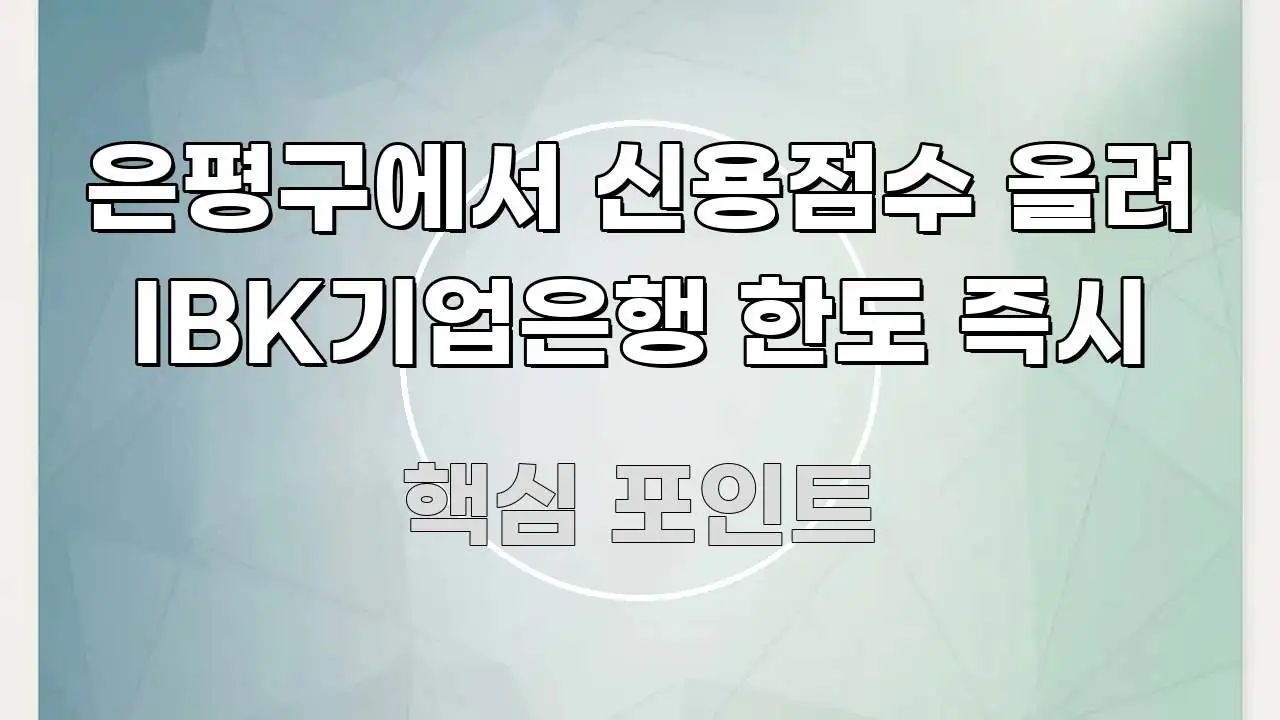 은평구에서 신용점수 올려 IBK기업은행 한도 즉시 명확하게 정리된 핵심 정보 비주얼 - 글 흐름을 돕는 시각 자료