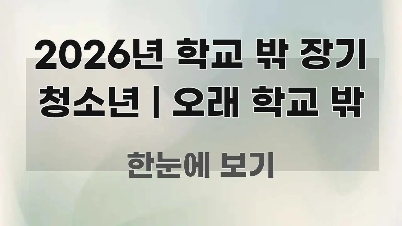2026년 학교 밖 장기 청소년 | 오래 학교 밖 흥미롭게 구성한 깔끔한 인포그래픽 표지