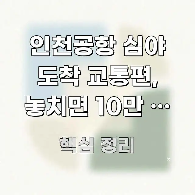 인천공항 심야 도착 교통편, 놓치면 10만 원 손해 핵심 정보를 압축한 글 소개 썸네일 이미지