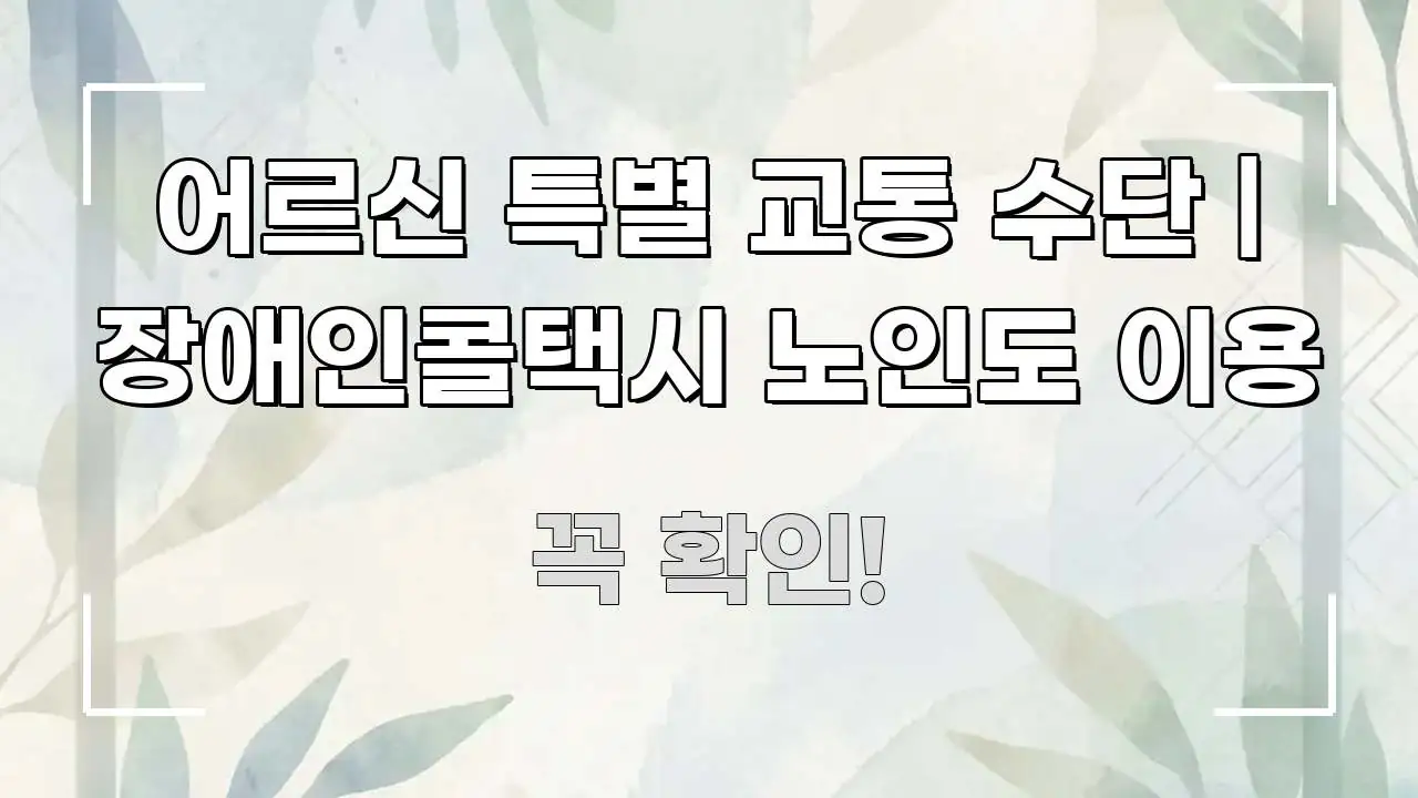 어르신 특별 교통 수단 | 장애인콜택시 노인도 이용 주요 흐름을 설명한 글 소개 썸네일 이미지 - 참고용 이미지