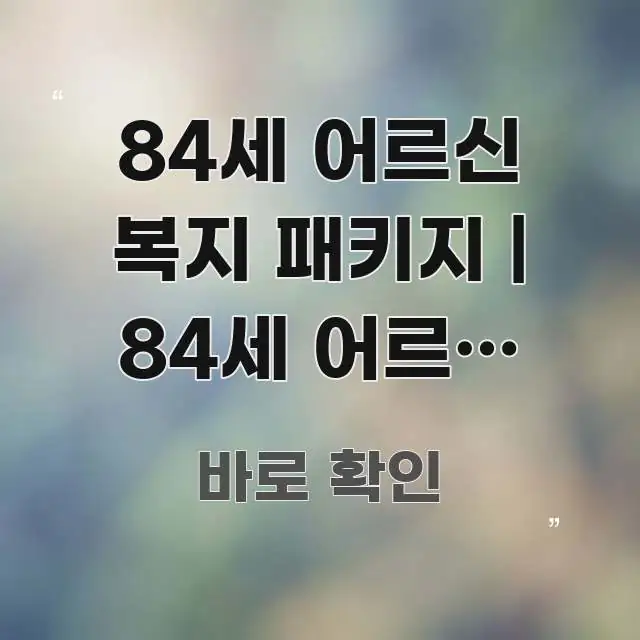 84세 어르신 복지 패키지 | 84세 어르신 받을 수 이해하기 쉬운 미니멀 블로그 썸네일 - 활용 예시 이미지