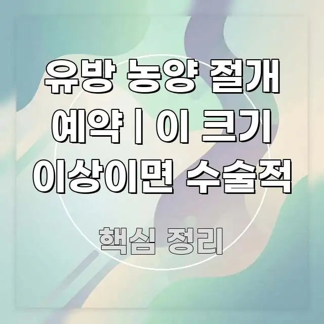 유방 농양 절개 예약 | 이 크기 이상이면 수술적 가독성 높게 정리한 핵심 키워드 시각화 이미지