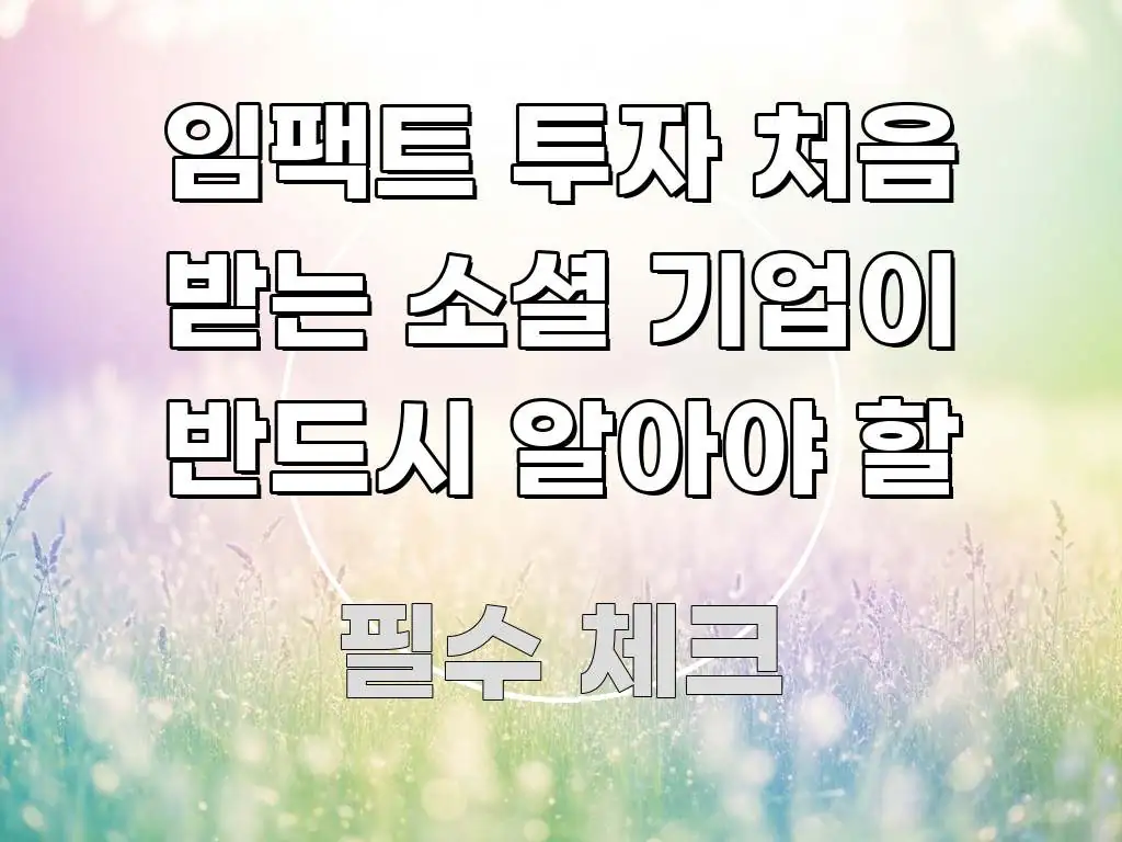 임팩트 투자 처음 받는 소셜 기업이 반드시 알아야 할 쉽게 따라할 수 있는 깔끔한 인포그래픽 표지