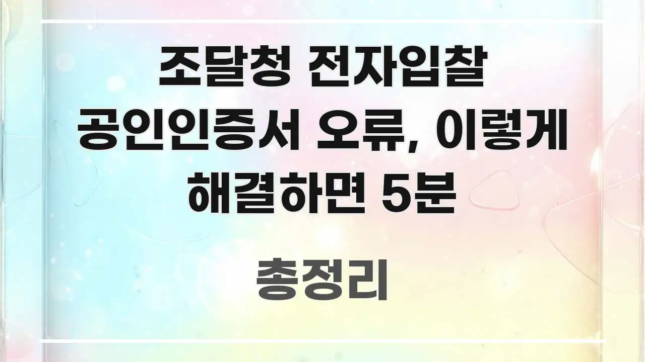 조달청 전자입찰 공인인증서 오류, 이렇게 해결하면 5분 직관적으로 이해되는 스마트 정보 카드