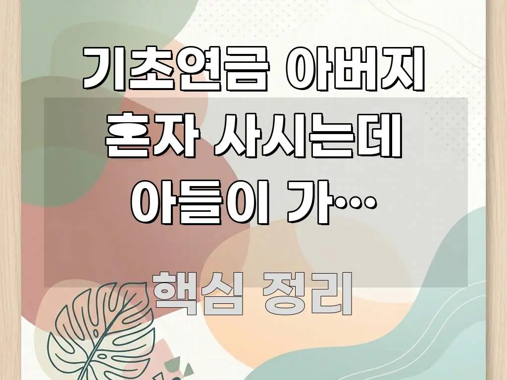 기초연금 아버지 혼자 사시는데 아들이 가끔 주소지로 꼭 필요한 정보만 담은 핵심 정보 비주얼