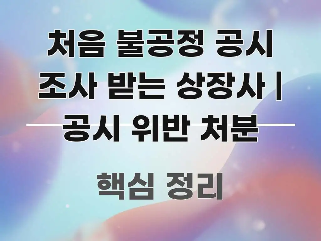 처음 불공정 공시 조사 받는 상장사 | 공시 위반 처분 독자를 위해 선별한 블로그 섹션 구분 이미지 - 가독성을 높이는 이미지