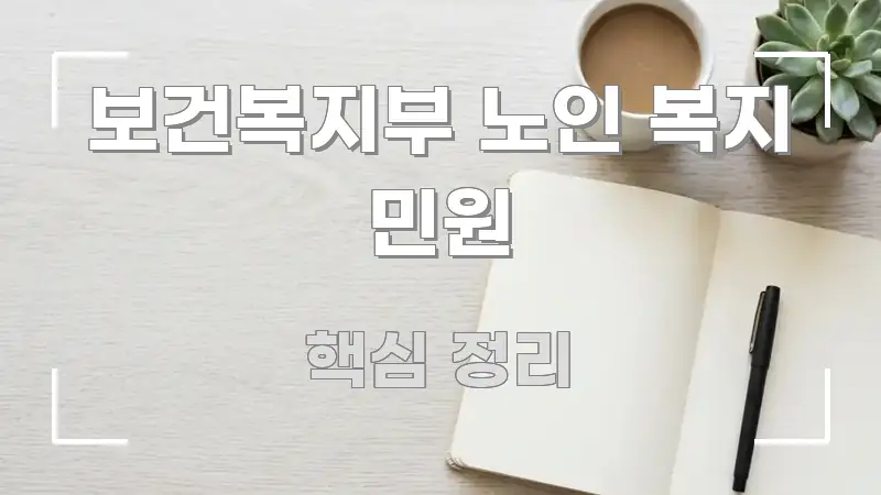 보건복지부 노인 복지 민원 주요 포인트를 요약한 정보 요약 포스터