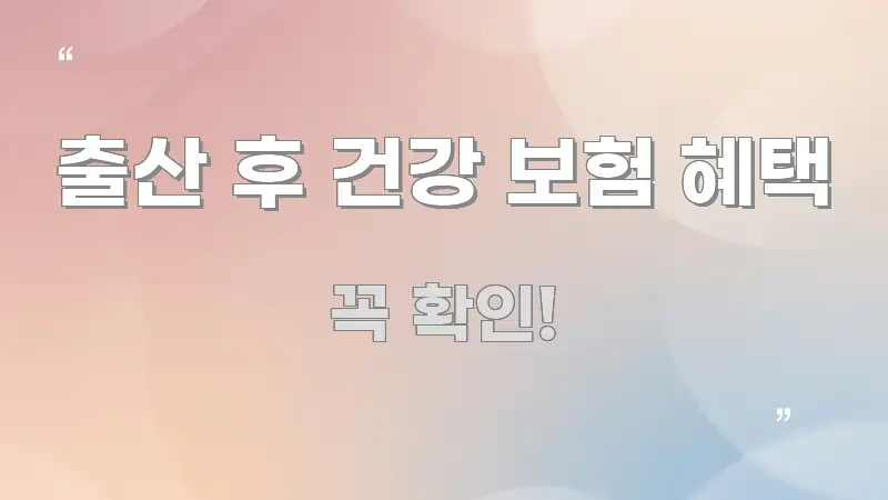 출산 후 건강 보험 혜택 주요 흐름을 설명한 글 소개 썸네일 이미지 - 독자 이해를 위한 이미지