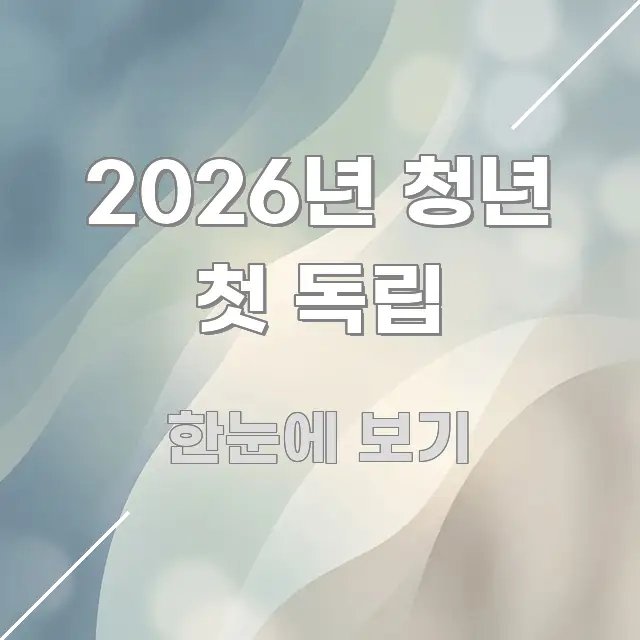 2026년 청년 첫 독립 정보 이미지 2026년 청년 첫 독립 심플하고 명확하게 정리한 깔끔한 인포그래픽 표지 - 내용 요약을 위한 이미지