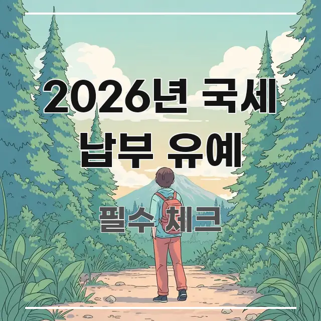 2026년 국세 납부 유예 핵심 정보를 압축한 카드뉴스 스타일 이미지