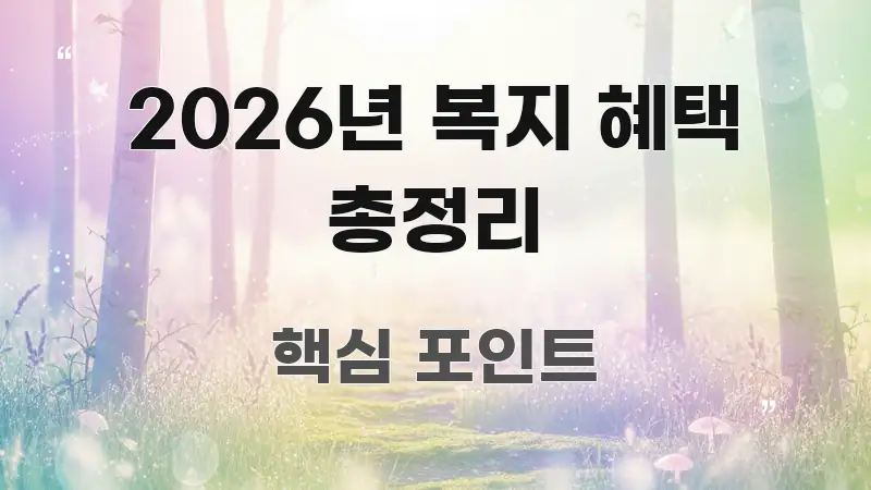 2026년 복지 혜택 총정리 바로 활용 가능한 핵심 정보 비주얼 - 독자 이해를 위한 이미지