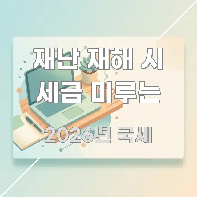 재난 재해 시 세금 미루는 빠르게 이해할 수 있는 텍스트 중심 디자인 표지
