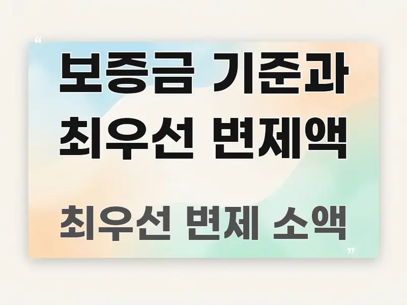 보증금 기준과 최우선 변제액 핵심 키워드 중심의 정보 카드 디자인 이미지 - 활용 예시 이미지