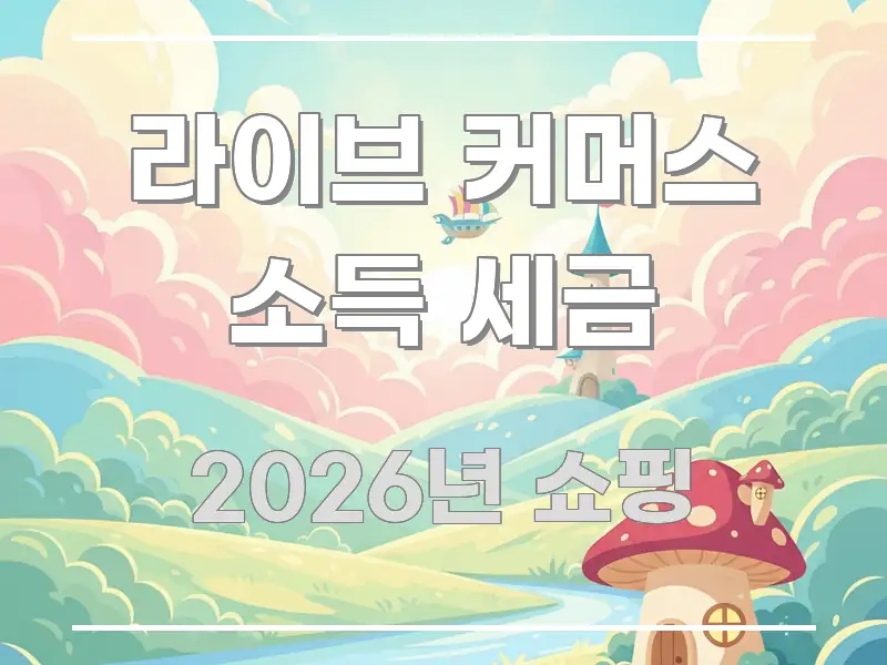 라이브 커머스 소득 세금 핵심 요약 라이브 커머스 소득 세금 핵심 키워드 중심의 정보 카드 디자인 이미지 - 참고용 이미지