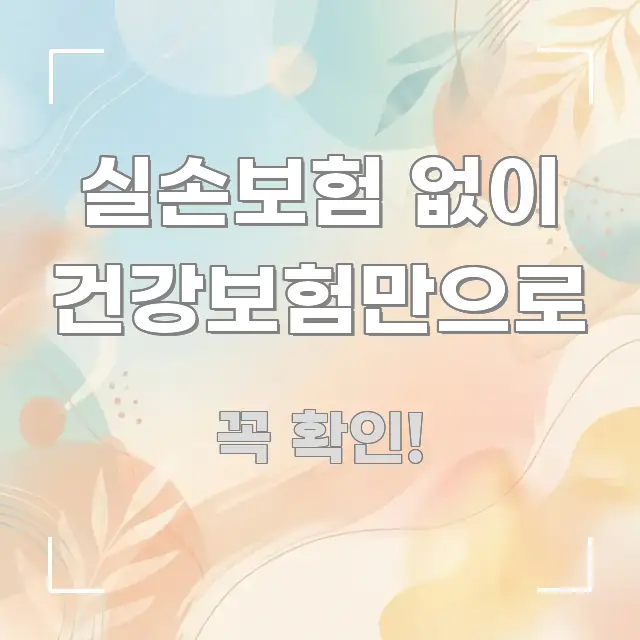 실손보험 없이 건강보험만으로 한 번에 이해되는 콘텐츠 요약 표지 이미지