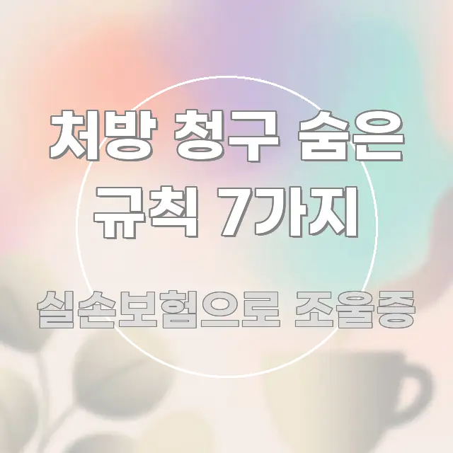 처방 청구 숨은 규칙 7가지 핵심 요점 중심의 핵심 키워드 시각화 이미지 - 독자 이해를 위한 이미지