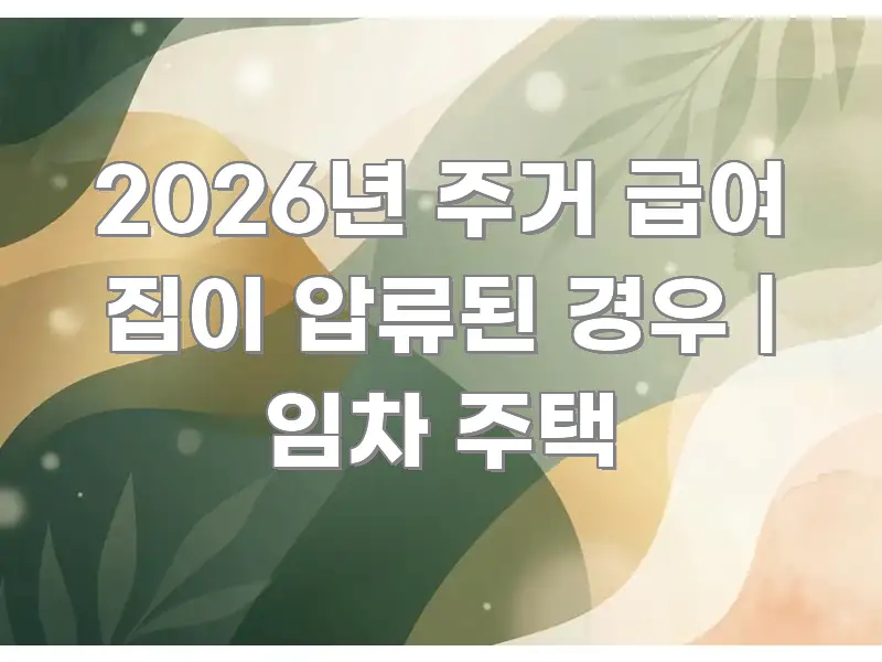 2026년 주거 급여 집이 압류된 경우 | 임차 주택 시선을 사로잡는 타이포그래피 블로그 표지 - 내용 요약을 위한 이미지