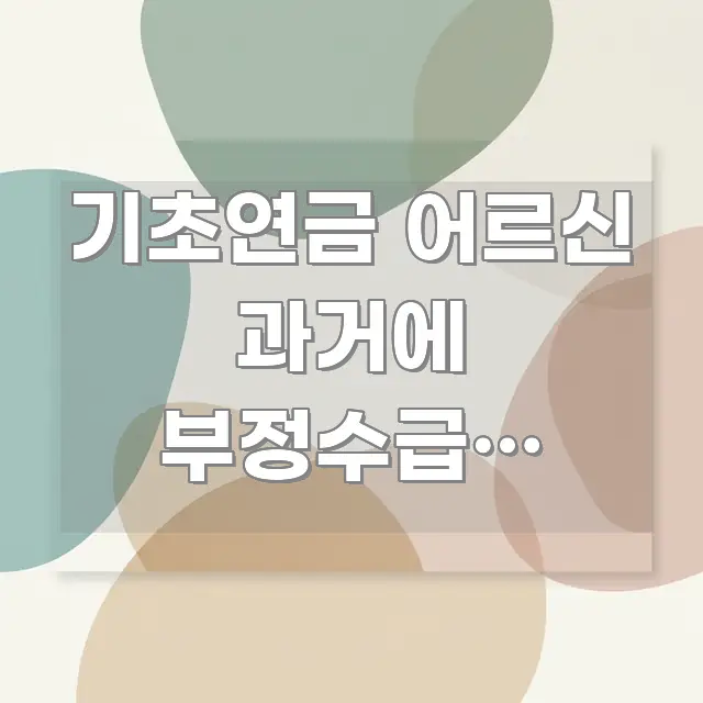 기초연금 어르신 과거에 부정수급이 있었는데 그게 환수 효율적으로 구성된 핵심 요약 디자인 카드 - 독자 이해를 위한 이미지