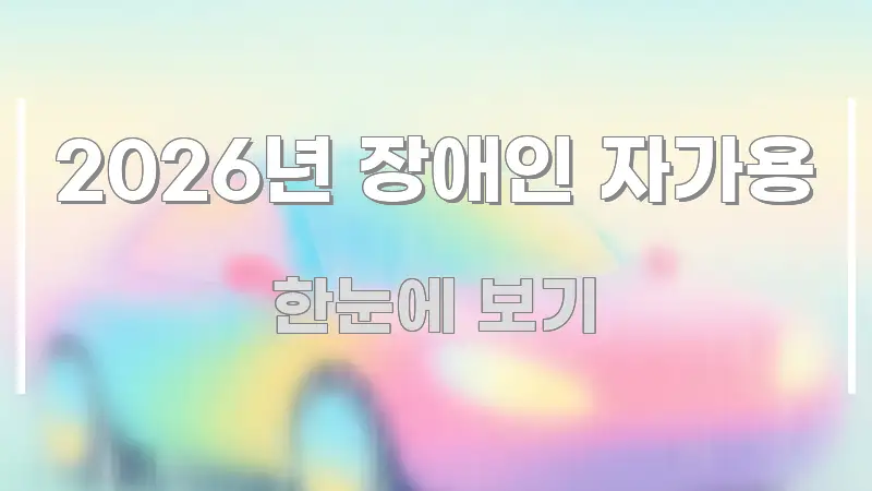 2026년 장애인 자가용 핵심 정보를 압축한 핵심 키워드 시각화 이미지 - 독자 이해를 위한 이미지