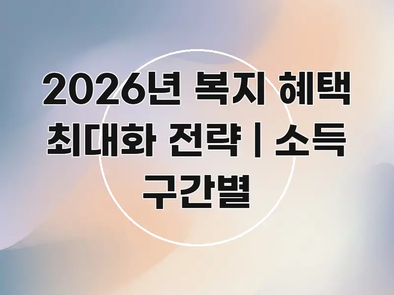 2026년 복지 혜택 최대화 전략 | 소득 구간별 카드뉴스 표지 2026년 복지 혜택 최대화 전략 | 소득 구간별 효율적으로 구성된 타이포그래피 블로그 표지 - 가독성을 높이는 이미지