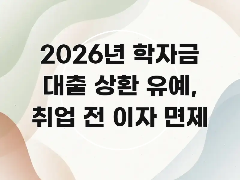 2026년 학자금 대출 상환 유예, 취업 전 이자 면제 핵심 요점 중심의 정보 요약 포스터 - 본문 내용과 연관된 이미지