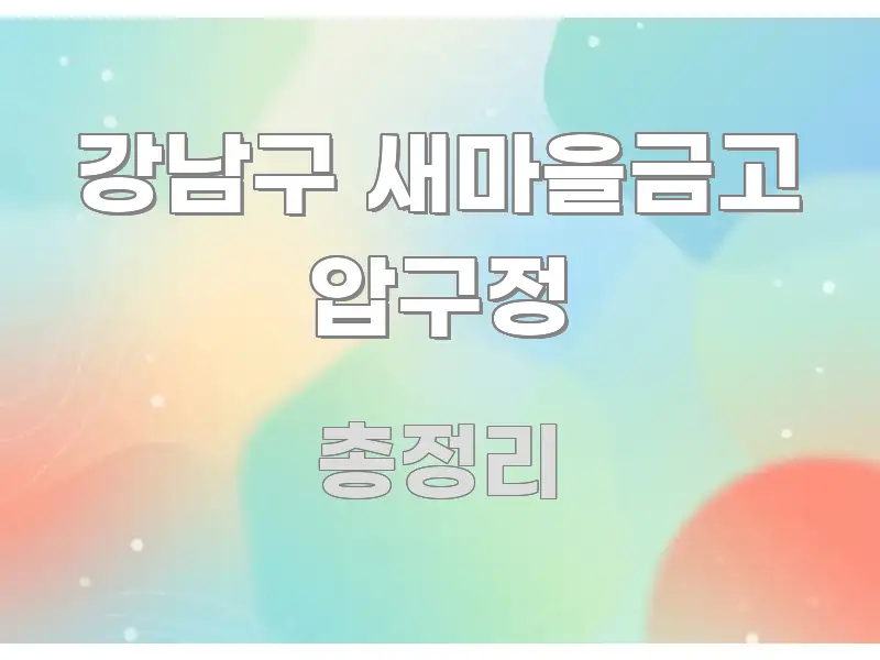 강남구 새마을금고 압구정 핵심만 담은 핵심 키워드 시각화 이미지 - 독자 이해를 위한 이미지