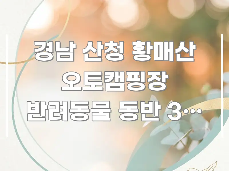 경남 산청 황매산 오토캠핑장 반려동물 동반 3월 예약 신뢰할 수 있는 정보를 담은 블로그 대표 이미지