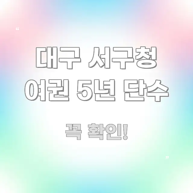 대구 서구청 여권 5년 단수 시선을 사로잡는 심플 타이포그래피 표지 - 가독성을 높이는 이미지