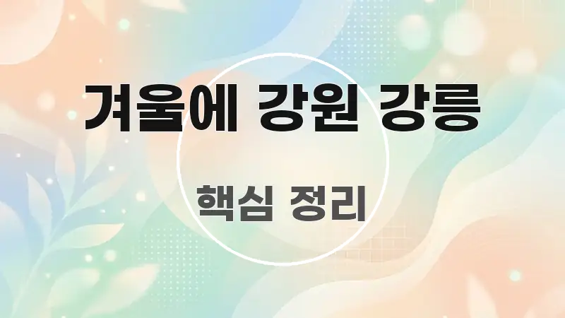 겨울에 강원 강릉 핵심 정보 중심의 핵심 정리 썸네일 이미지
