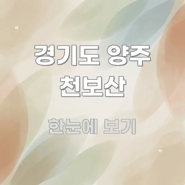 경기도 양주 천보산 바로 활용 가능한 심플 타이포그래피 표지 - 가독성을 높이는 이미지