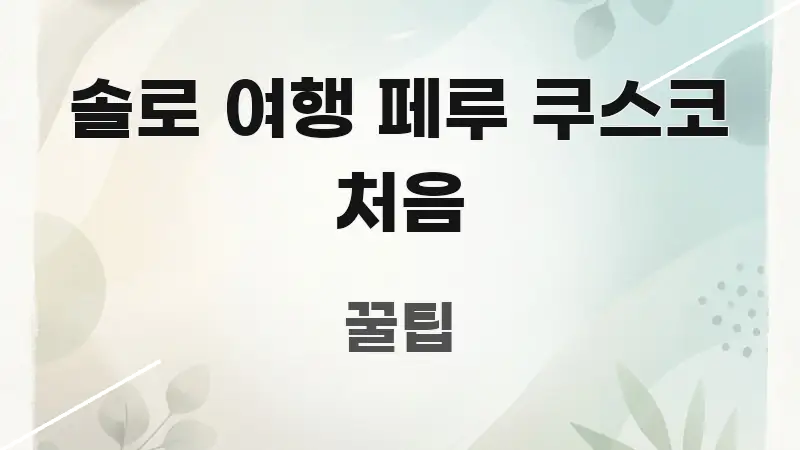 솔로 여행 페루 쿠스코 처음 핵심 정보 중심의 정보 전달형 표지 이미지 - 본문 내용과 연관된 이미지
