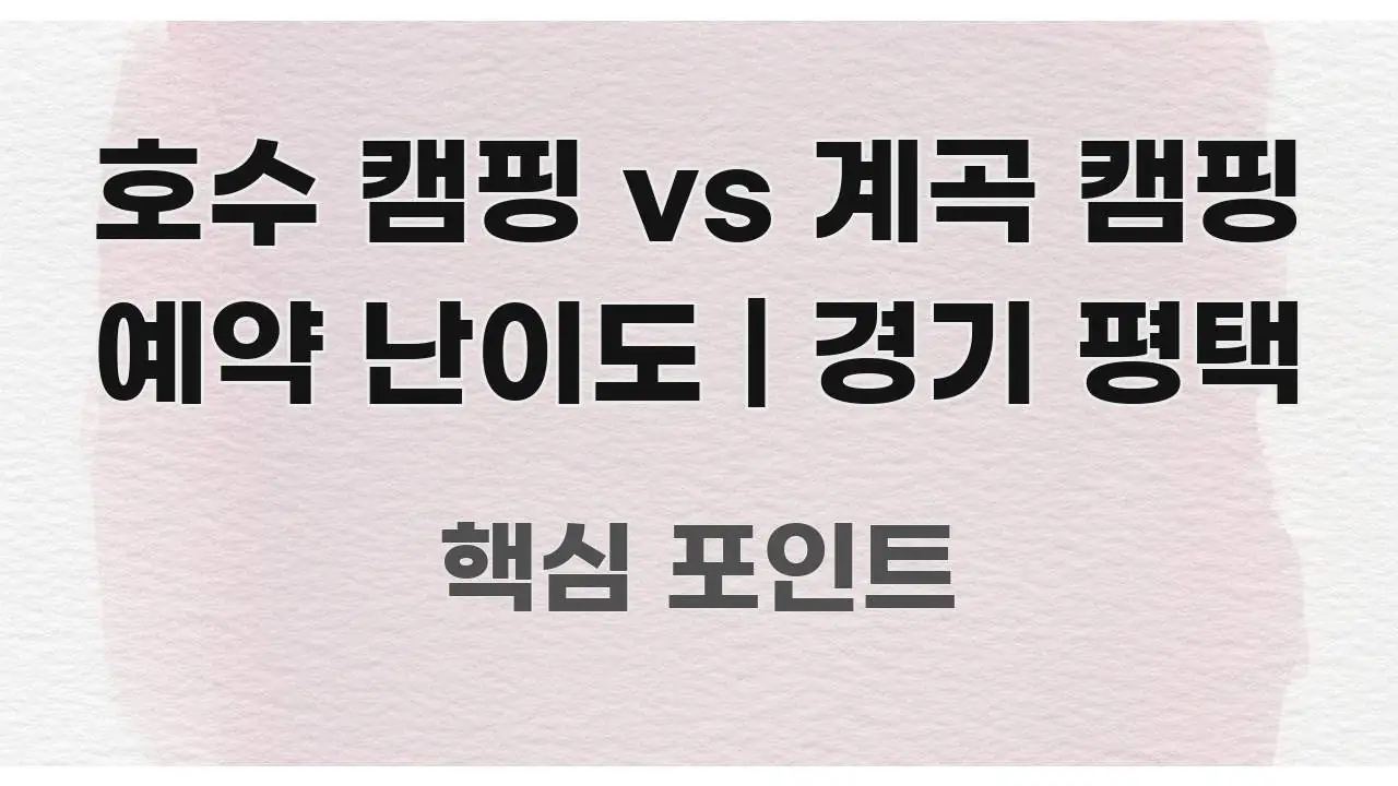 호수 캠핑 vs 계곡 캠핑 예약 난이도 | 경기 평택 전문적으로 분석한 블로그 섹션 구분 이미지 - 가독성을 높이는 이미지