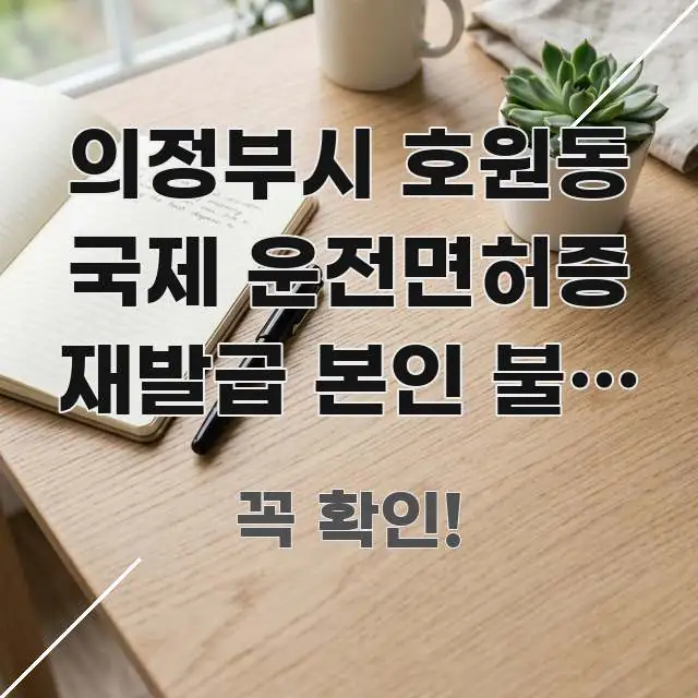 의정부시 호원동 국제 운전면허증 재발급 본인 불가 | 검증된 정보로 구성된 정보 정리 카드 이미지 - 글 흐름을 돕는 시각 자료