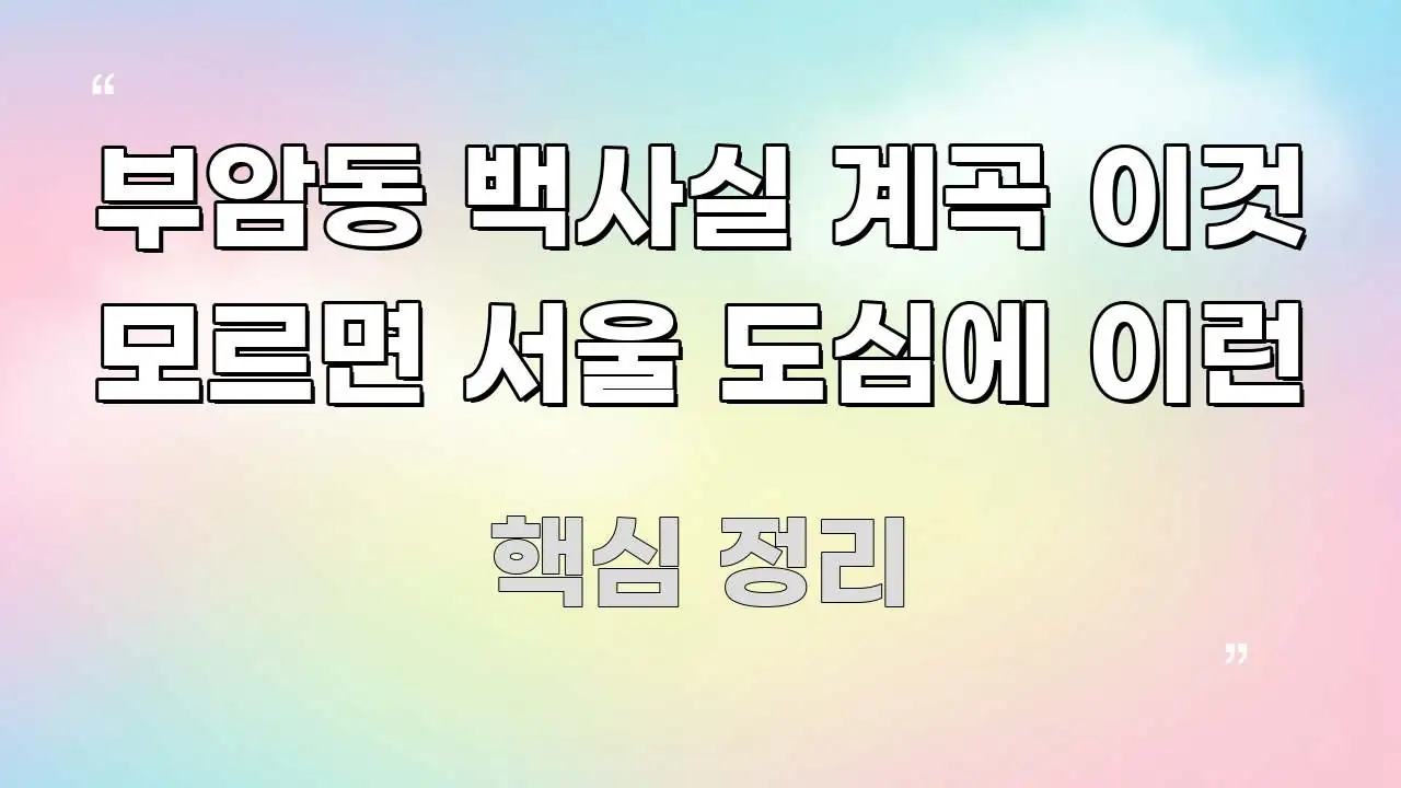 부암동 백사실 계곡 이것 모르면 서울 도심에 이런 핵심 개념을 담은 텍스트 기반 블로그 이미지 - 본문 내용과 연관된 이미지