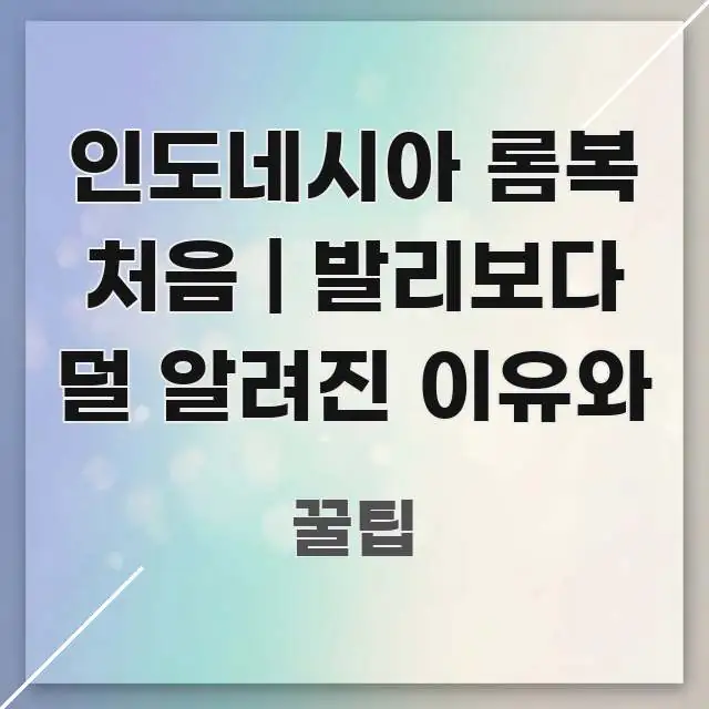 인도네시아 롬복 처음 | 발리보다 덜 알려진 이유와 스마트하게 정리된 가독성 높은 정보 이미지