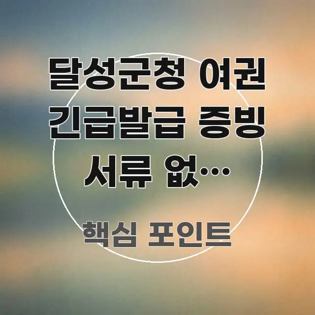 달성군청 여권 긴급발급 증빙 서류 없이 가능한가요 | 이해하기 쉬운 심플 타이포그래피 표지