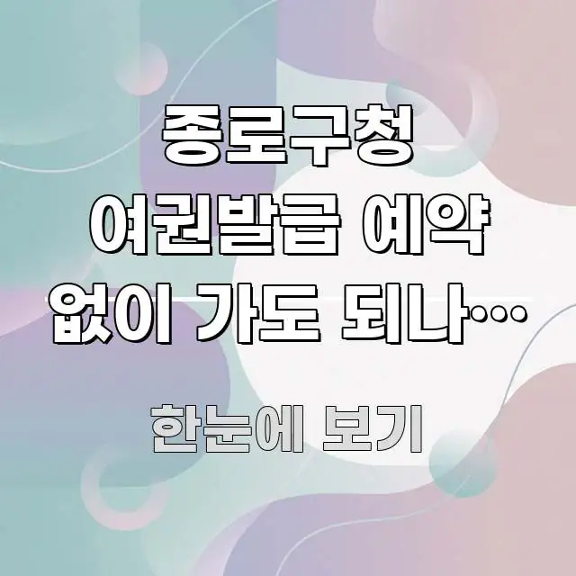 종로구청 여권발급 예약 없이 가도 되나요 | 직접 직관적으로 이해되는 포스트 대표 비주얼 이미지 - 참고용 이미지