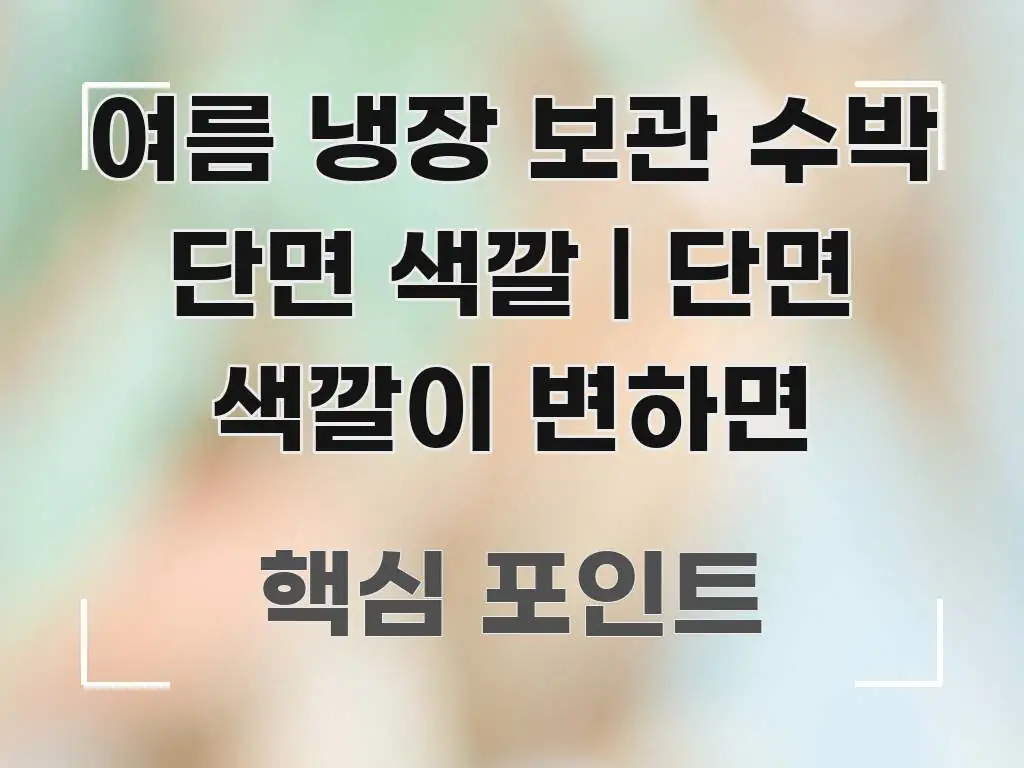 여름 냉장 보관 수박 단면 색깔 | 단면 색깔이 변하면 구조적으로 정리된 블로그용 카드뉴스 썸네일