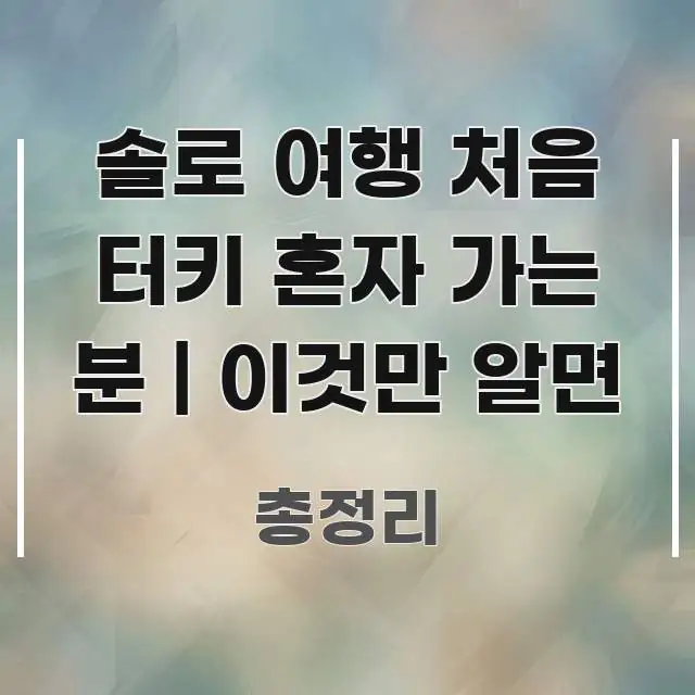 솔로 여행 처음 터키 혼자 가는 분 | 이것만 알면 전문가가 선별한 텍스트 중심 디자인 표지