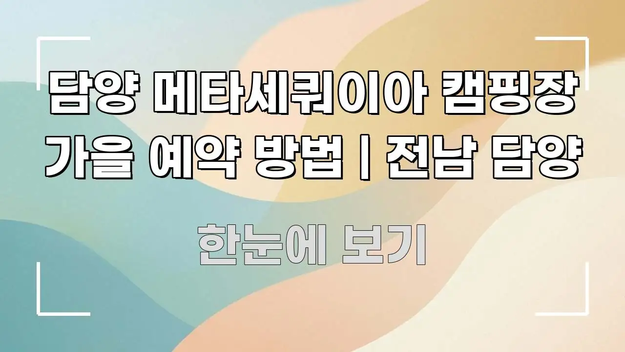 담양 메타세쿼이아 캠핑장 가을 예약 방법 | 전남 담양 핵심 키워드 중심의 정보 요약 인포그래픽 이미지