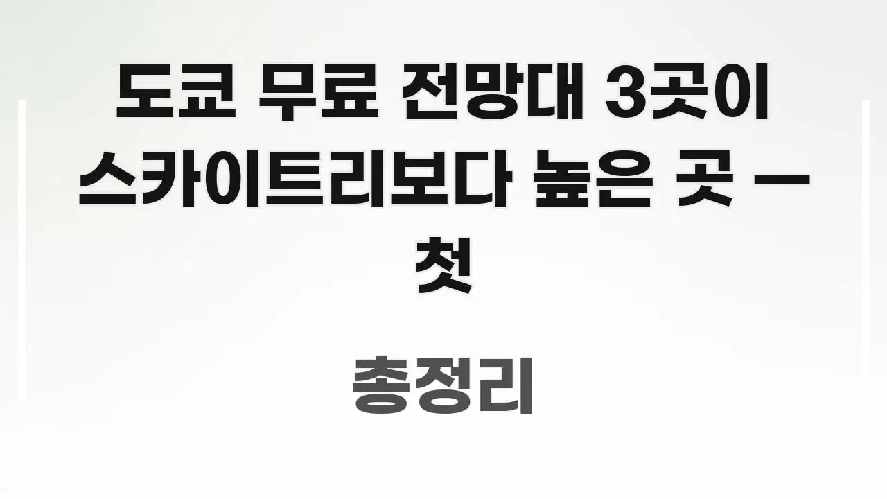 도쿄 무료 전망대 3곳이 스카이트리보다 높은 곳 — 첫 주요 포인트를 요약한 미니멀 블로그 썸네일 - 설명을 돕는 이미지