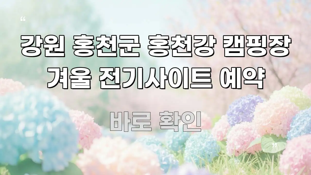 강원 홍천군 홍천강 캠핑장 겨울 전기사이트 예약 시선을 사로잡는 텍스트 중심 디자인 표지 - 참고용 이미지