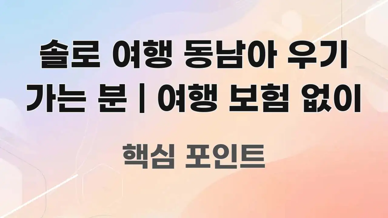 솔로 여행 동남아 우기 가는 분 | 여행 보험 없이 한눈에 보기 좋게 요약한 가독성 높은 정보 이미지 - 참고용 이미지