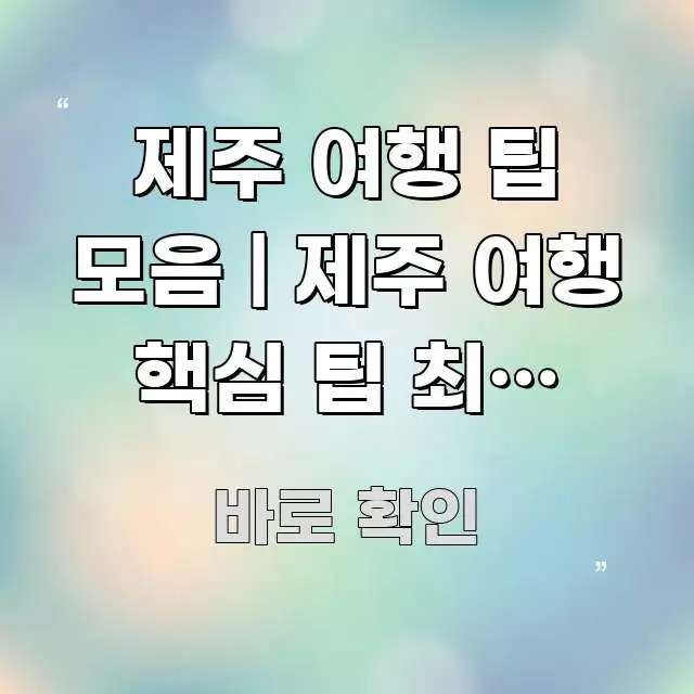 제주 여행 팁 모음 | 제주 여행 핵심 팁 최종 모음 시선을 사로잡는 타이포그래피 블로그 표지