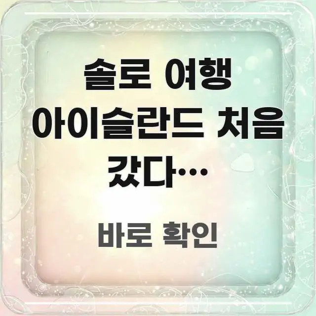 솔로 여행 아이슬란드 처음 갔다가 링로드에서 야생 요점만 뽑아낸 읽기 좋은 정보 카드