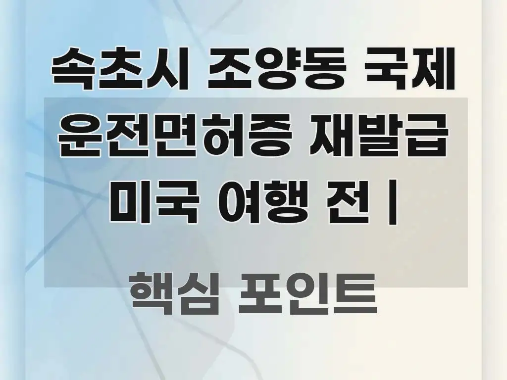 속초시 조양동 국제 운전면허증 재발급 미국 여행 전 | 바로 활용 가능한 콘텐츠 요약 표지 이미지
