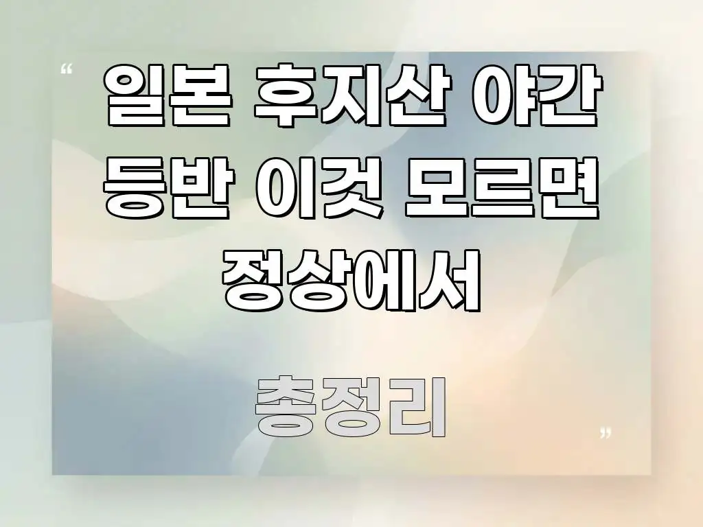 일본 후지산 야간 등반 이것 모르면 정상에서 핵심만 담은 정보 요약 포스터 - 설명을 돕는 이미지