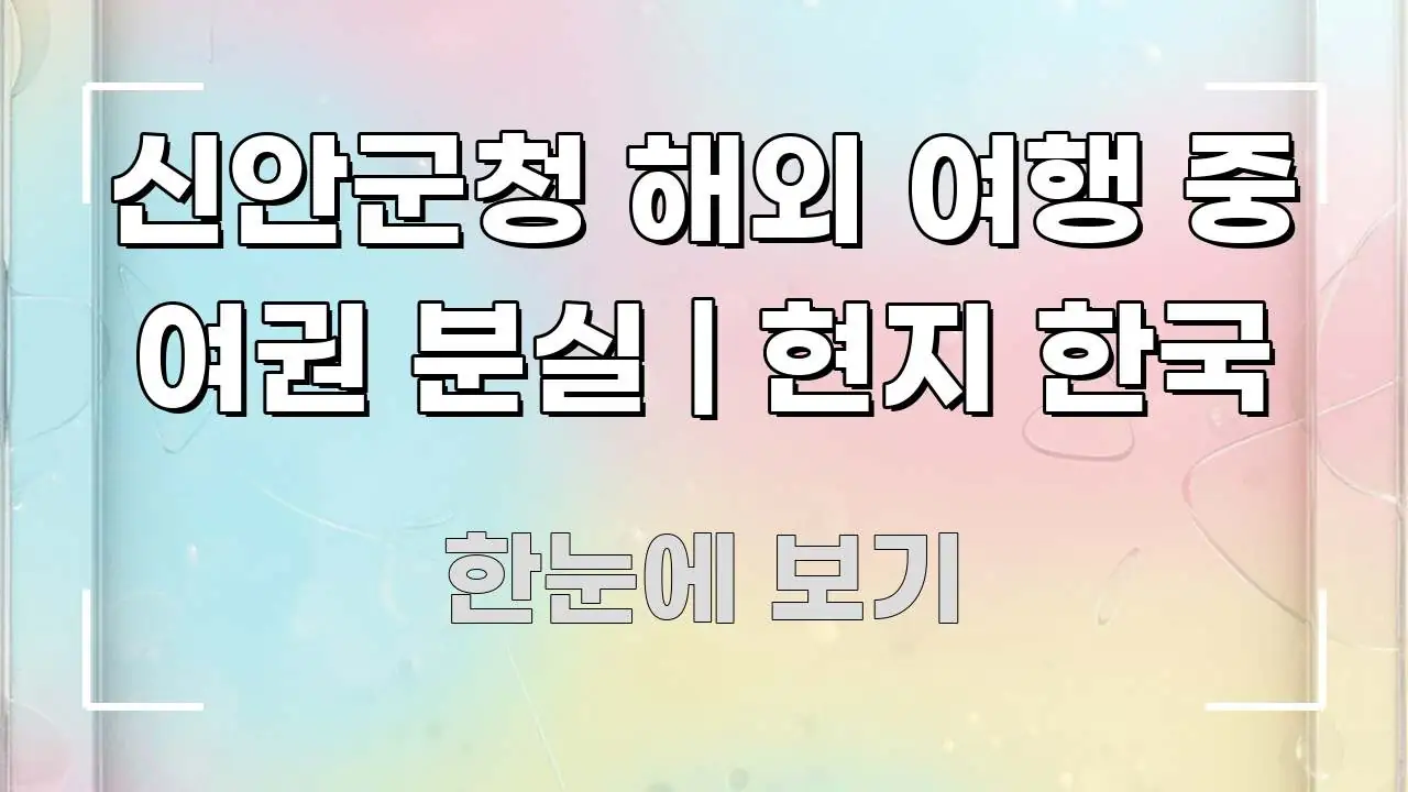 신안군청 해외 여행 중 여권 분실 | 현지 한국 간결하고 명료한 포스트 대표 비주얼 이미지